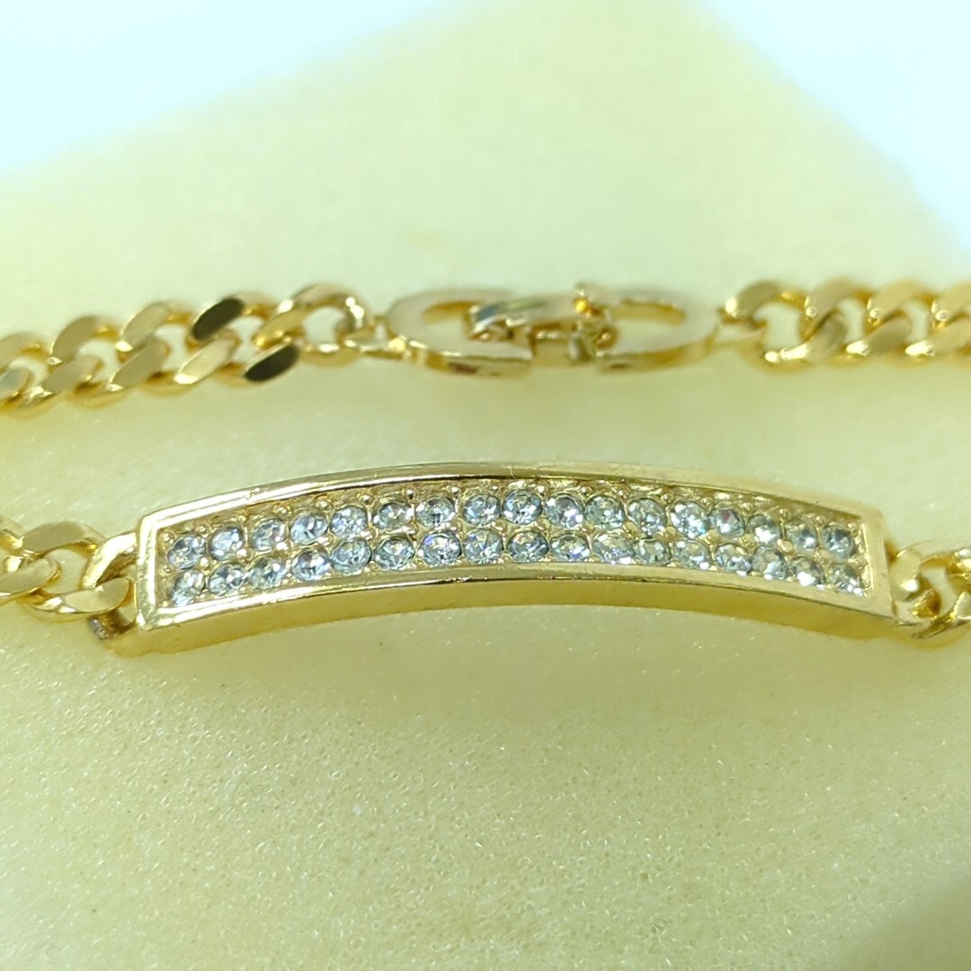 Christian Dior Crystal Rhinestone Bracelet Gold Color
