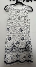 NWT Eliza J Lace  Floral Navy & White Knee Dress Size 4 NEW