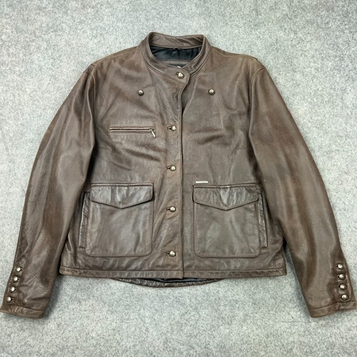 Giacca pelle Harley Davidson vintage donna XL marrone bottoni moto motociclista - Foto 2 di 14