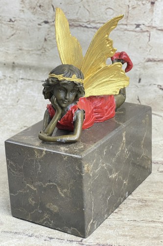Vintage Bronze Garden Fairy Fantasy Mythical Metalware Statue Figure 13" Tall - Picture 3 of 10