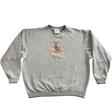 ADIDAS Sweat Vintage 2002 Y2K Logo Brodé Blanc Gris Sport Streetwear