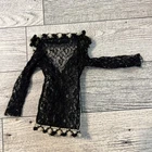 VINTAGE 1960’S BARBIE CLONE BLACK LACE SILVER METALLIC TOP DOLL OUTFIT