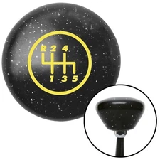 Yellow 5 Speed Shift Pattern - 5RUL Black Retro Metal Flake Shift Knob M16x1.5