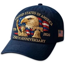 printed 250th Anniversary Baseball Cap 1776  2026 USA Patriotic Hat Adjustable