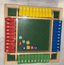 4 Players Shut the Box Dice Game Wooden Board Math Number Game Family Travel