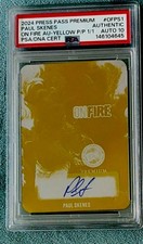 Leaf 2024 Press Pass Premium Paul Skenes On Fire Yellow Plate 1/1 Auto PSA