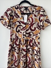 NEW LOOK - PRINTED MIDI DRESS - SIZE 08 - MULTICOLOURED