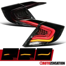 Fits 2016-2021 Honda Civic Sedan Black Smoke LED Tail Lights Sequential Signal