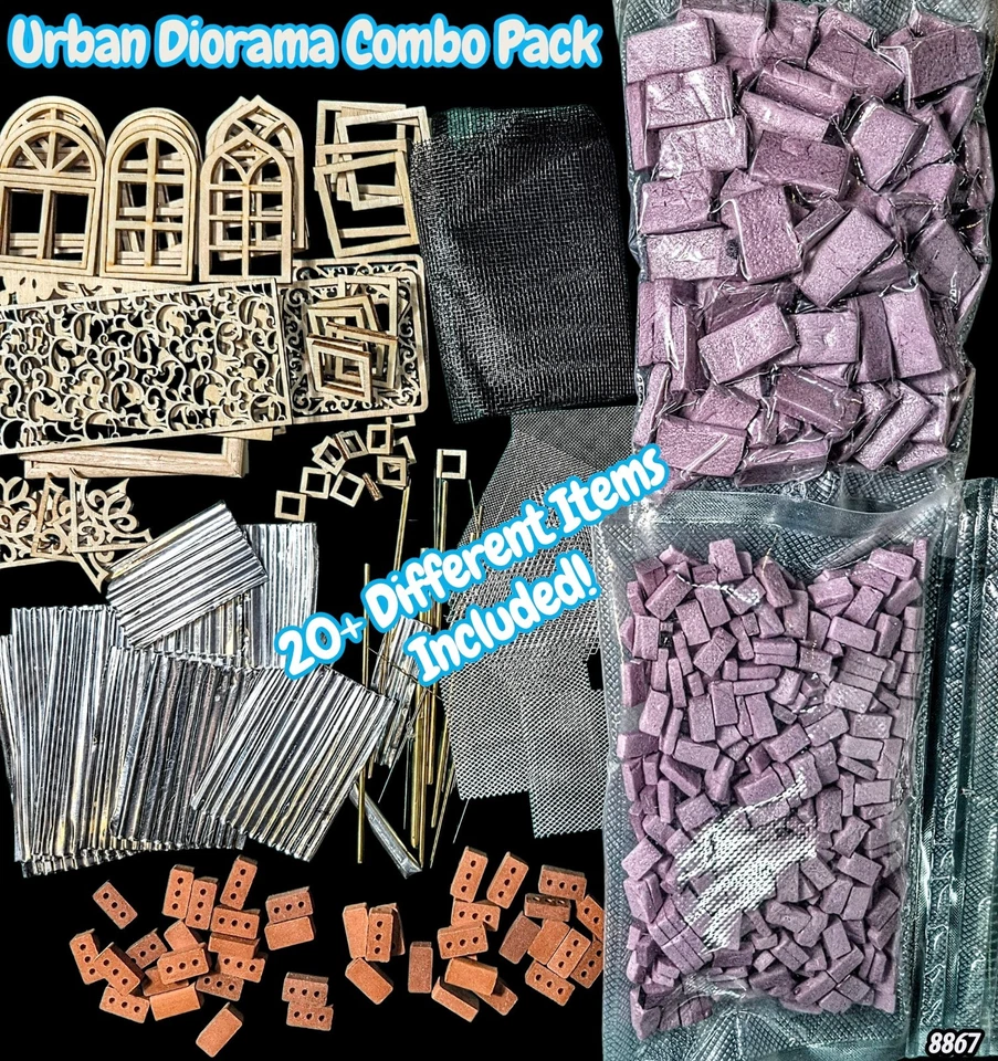 Pacote combo de acessórios de diorama urbano escala 1/35 + - cachimbo de armação de malha de tijolos 8867 - Imagem 2 de 4