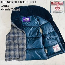 THE NORTH FACE PURPLE LABEL x Harris Tweed Down Vest Check Pattern Size WS/ S
