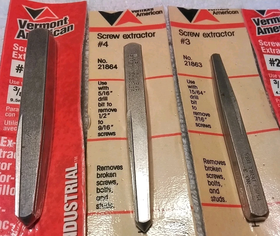 KIT EXTRACTOR DE TORNILLO VERMONT AMERICAN 4 piezas #2-3-4-5 EE. UU. 🇺🇸 Foto 3 de 4