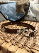 Vintage Western Genuine Leather Concho Brown Belt Silver Tone Cross 36  