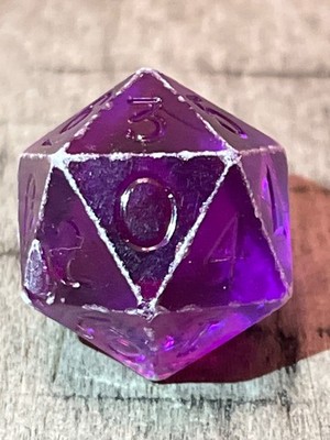 Older vintage Armory d20 0-9 twice purple gem uninked rpg ad&d dice 120723@