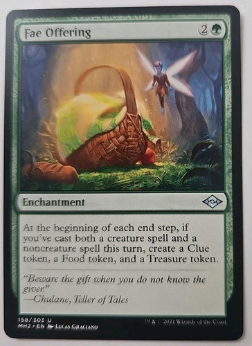 MTG Magic The Gathering Card Fae Offering Enchantment Green Modern Horizons Two - Picture 1 of 2