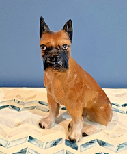 Glazed Uncropped Porcelain Boxer Dog Statue-5.5''-(pre-owned, excellent)