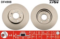 2X Bremsscheibe TRW DF4908 FüR Honda MC MA Civic MB 6 Fastback Hatchback EJ EK