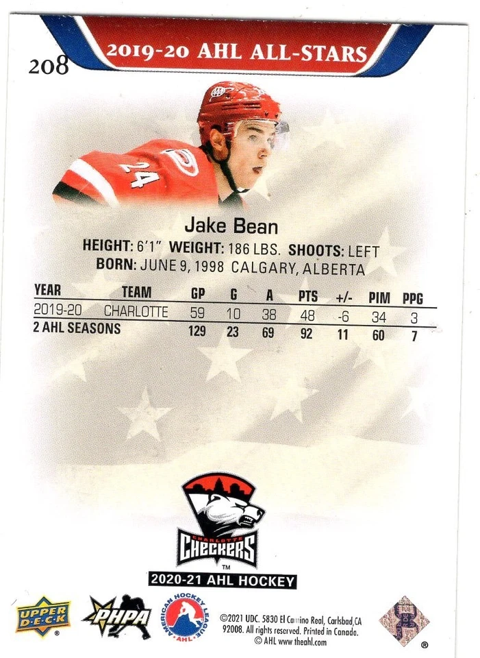 2020-21 Upper Deck AHL Gold #208 Jake Bean /25 - Image 2 of 2