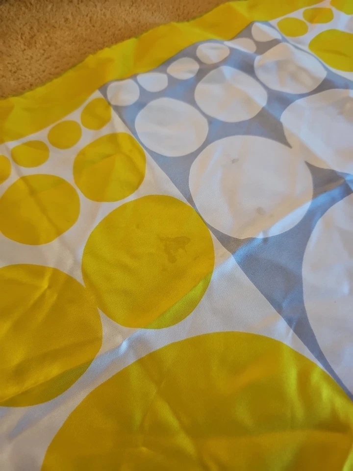 Bufanda de seda Vera vintage marrón amarillo azul años 60 13,5"x 43" *Leer* Foto 4 de 4