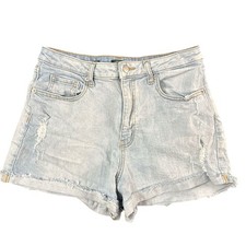 Wild Fable Super High Rise Rolled Cuff Denim Shorts Distressed Light Wash 10