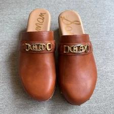 Sam Edelman Kaye Clog Slip On Chunky Brown Boho Casual Sz 8.5