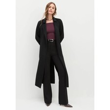 Favorite Daughter Womens Black The Paola Wool Blend Collared Long Sleeve Coat
