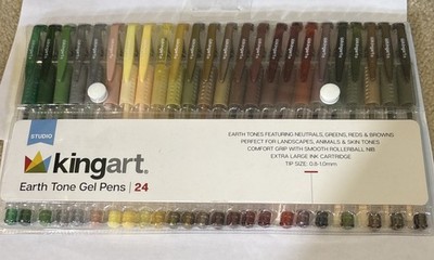King Art Studio 24 Earth Tone Gel Pens Neutrals Greens Reds Browns Landscape