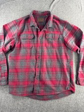 Orvis Heavy Flannel Shirt Mens XL Red Plaid Long Sleeve Button Up