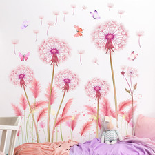 3D Pink Red Floral Wall Decals   Removable DIY Butterfly Decor