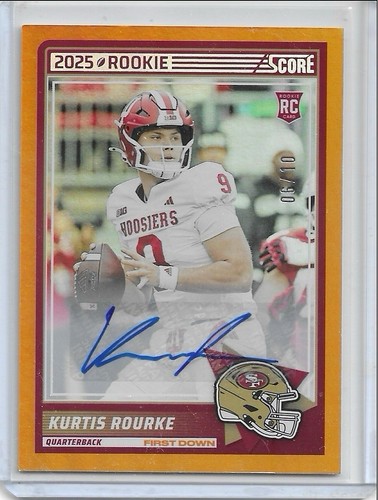 Kurtis Rourke Rpa Card Kurtis Rourke 2025 Panini Score SP RC First Down Gold Auto /10 49ers | eBay