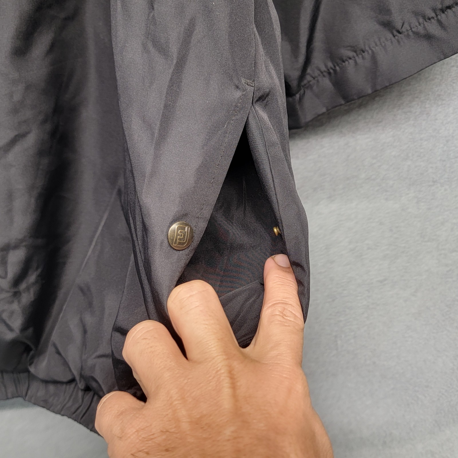 Footjoy Dryjoys Jacket Mens L Black 1/2 Zip Snap Short Sleeve Golf Windbreaker