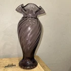 Fenton Lavender Glass Vase Wisteria Purple Fluted