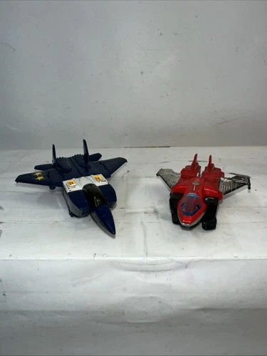 Vintage 1985 Leader 1 Blue Fighter Jet MR-25 & Fitor Mr-03 Bandai Tonka Figure