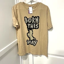 Lady Gaga Shirt Mens Large Brown Short Sleeve BORN THIS WAY Bravado Music TShirt