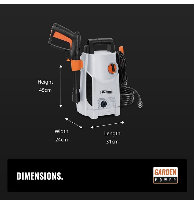 VonHaus High Pressure Washer 1600W For Home, Outdoor, Garden, Patio