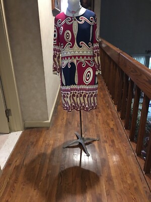 ALI RO AMAZING  PATTERNED PRINT  JERSEY SHIFT DRESS WITH 3/4 SLEEVES SIZE 10