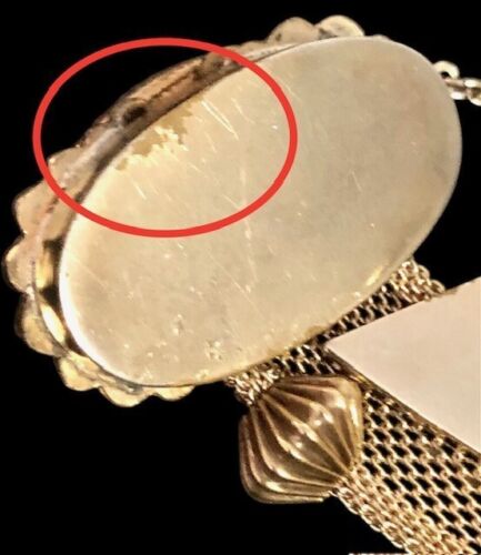 1940er Mesh 2-reihig Slide Armband Steine Charms Sicherheitskette 8" Vintage vergoldet - Bild 18 von 23