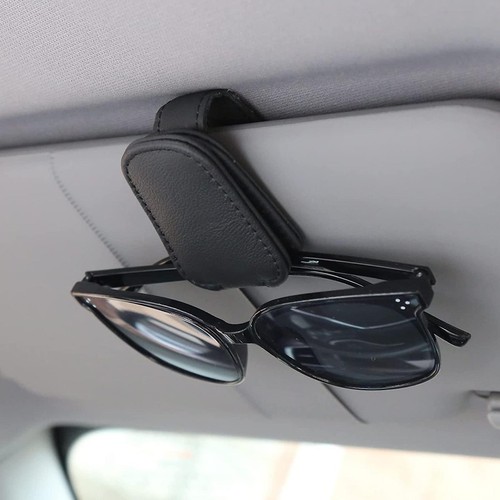 Car Leather Sunglasses Clip Sun Visor Mount Fastener Ticket Glasses Holder - Picture 9 of 22
