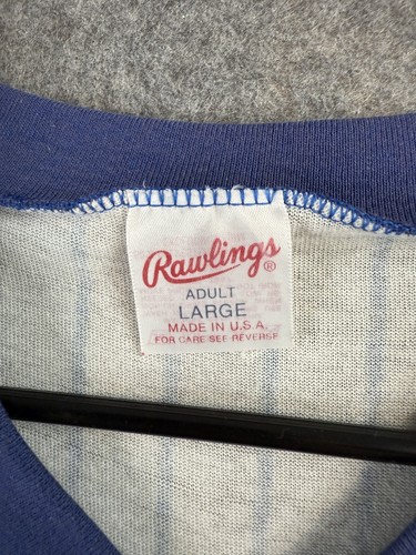 Camiseta deportiva de colección de los New York Mets para hombre grande blanca Rawlings camisa a rayas años 80 Mets - Imagen 2 de 8