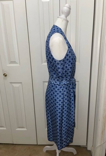 LAFAYETTE 148 Blue Multi Floral Print 100% Silk Sleeveless Wrap Dress-D-182-Sz 4 - Picture 2 of 10