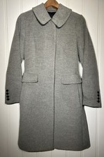 Talbots Women's Petite 2P Gray Wool Blend Knee Length Blazer Button Jacket