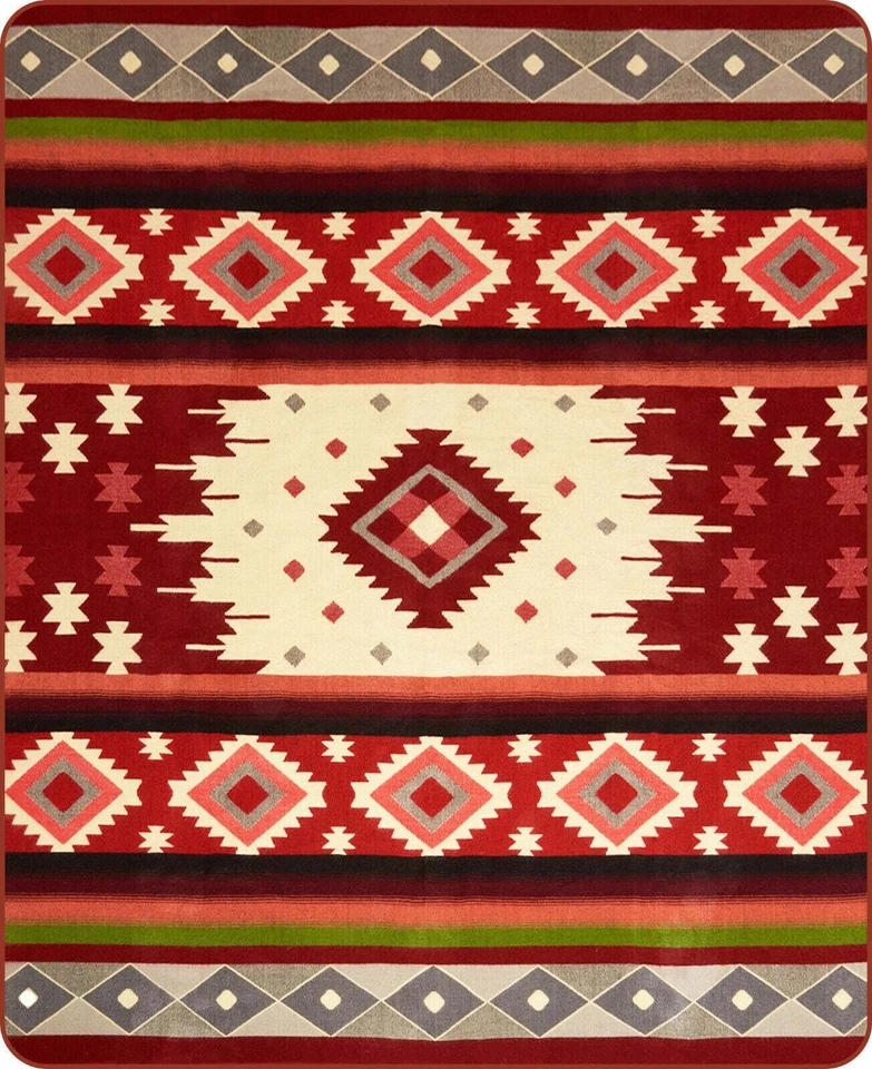 EXTRA LARGE THICK SOFT & WARM ALPACA WOOL BLANKET 90x76" AZTEC GEOMETRIC PATTERN - Image 2 of 4