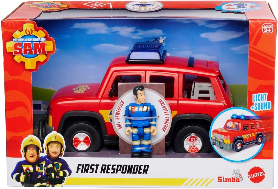 SIMBA 109252658 - FEUERWEHRMANN SAM - FIRST RESPONDER - JEEP + FIGUR #NEU OVP