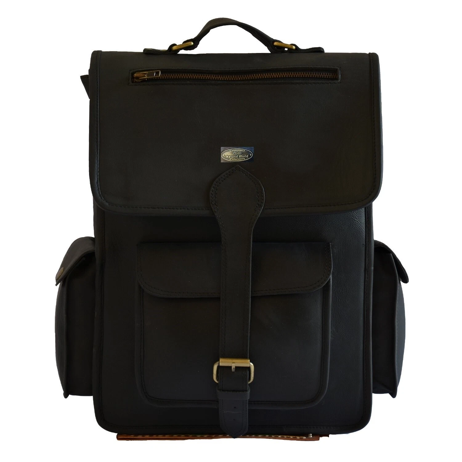 16" Leather Backpack Laptop Men Travel Rucksack School Vintage Shoulder Bag