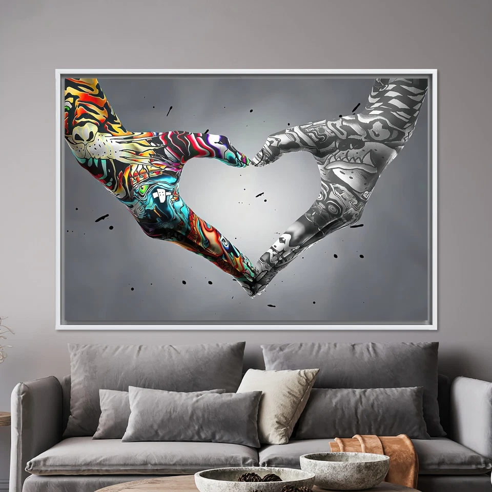Arte de parede Love Hand Graffiti, pôster Hand Love, Love Graffiti Wall Art, Banksy - Imagem 2 de 4