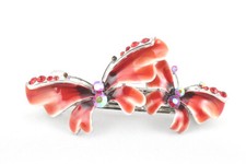 Red Alluring Butterfly Austrian Rhinestone Crystal Hair Barrette Clip