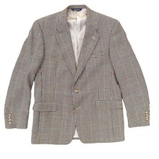 Burberry Vintage Houndstooth Blazer 43 Long Jacket Two Button Union Made Suit