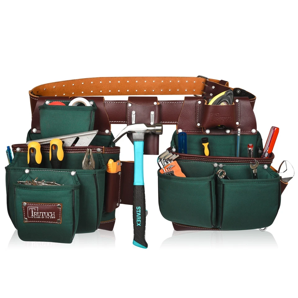 Cinturón de herramientas de nailon y cuero TRUTUCH con suspensión de trabajo de cuero | Construcción Foto 3 de 4