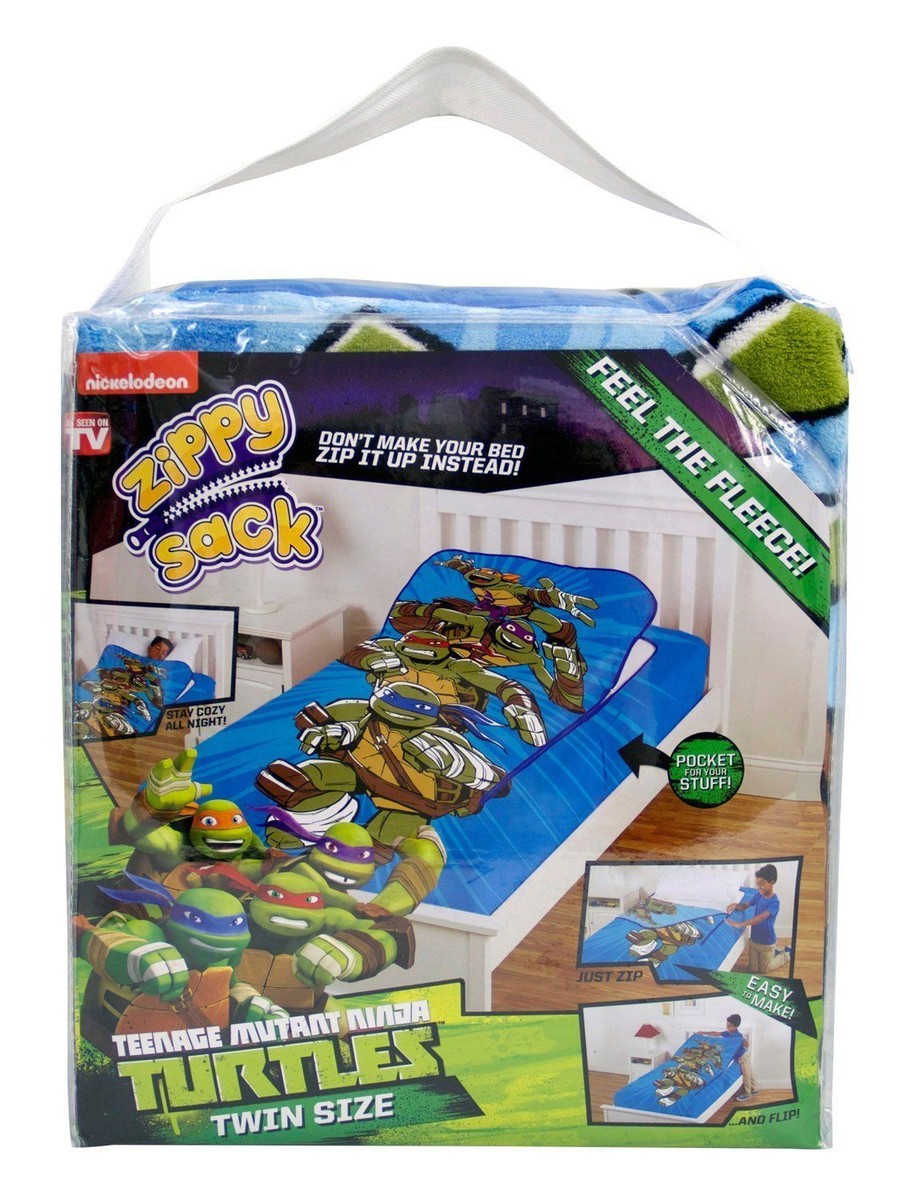 TEENAGE MUTANT NINJA TURTLE ZIPPY SACK TWIN SIZE BLANKET AS SEEN