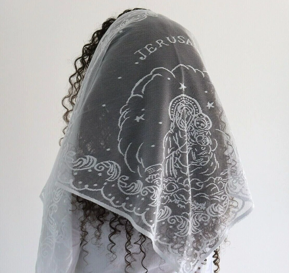 Jerusalén Mantilla Iglesia Pagadores Mujeres Dantil Encaje Bufanda Cubierta Cabeza Tierra Santa  Foto 3 de 4