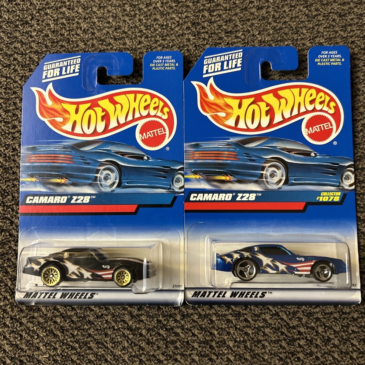 Hot Wheels 1998 & 1999 Camaro Z28 Black And Blue Stars And Stripes